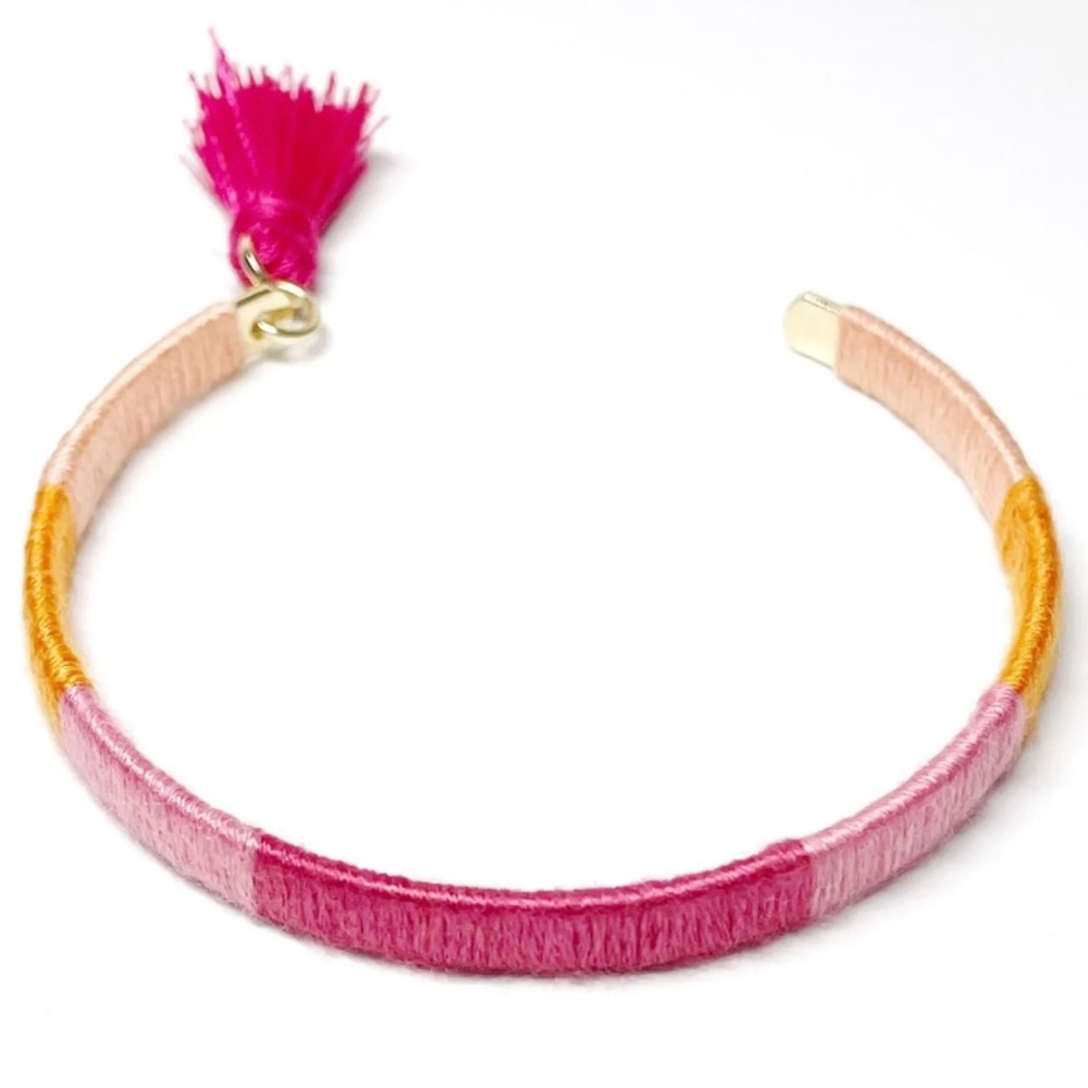 INC International Concepts Gold Tone Tassel Thread Wrapped Bracelet Pink OS
